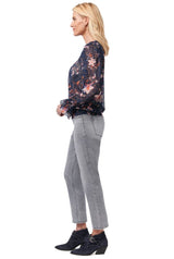 Democracy Womens Smocked Woven Long Sleeve Top