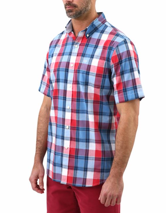 Chaps Mens Easy Care Poplin Short Sleeve Button Down Shirt