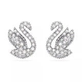 Swarovski Iconic Swan Stud Earrings - Swan, White, Rhodium plated
