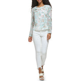 Calvin Klein Womens Printed Chiffon Long Sleeve Blouse