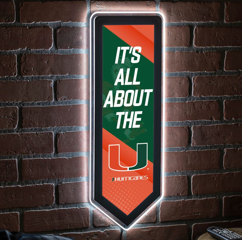 Evergreen University of Miami Pennant 9" x 23" LED Lighted Sign