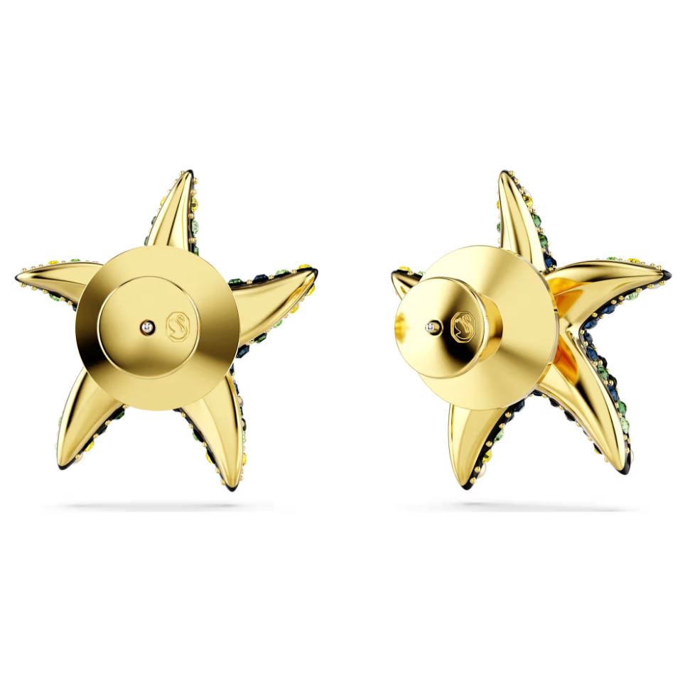 Swarovski Idyllia Stud Earrings - Crystal pearl, Starfish, Small, Multicolored, Gold-tone plated