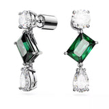 Swarovski Mesmera Drop Earrings - Mixed cuts, Green, Rhodium plated