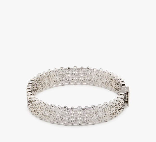 Kate Spade Spade Flower Lace Thin Bangle - Silver