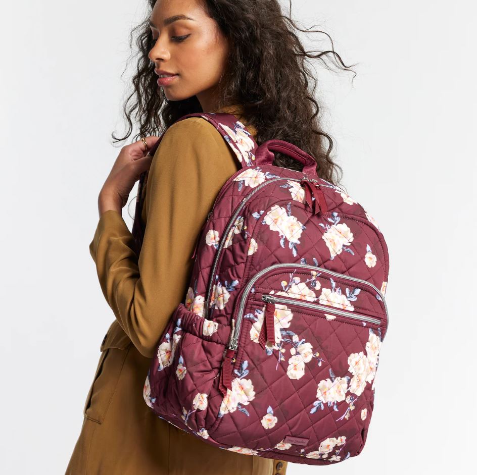Vera Bradley Dahlia design Quilted Backpack/campus backpack ?? Campus Backpack - Performance Twill | Vera Bradley – Vera  main image 2