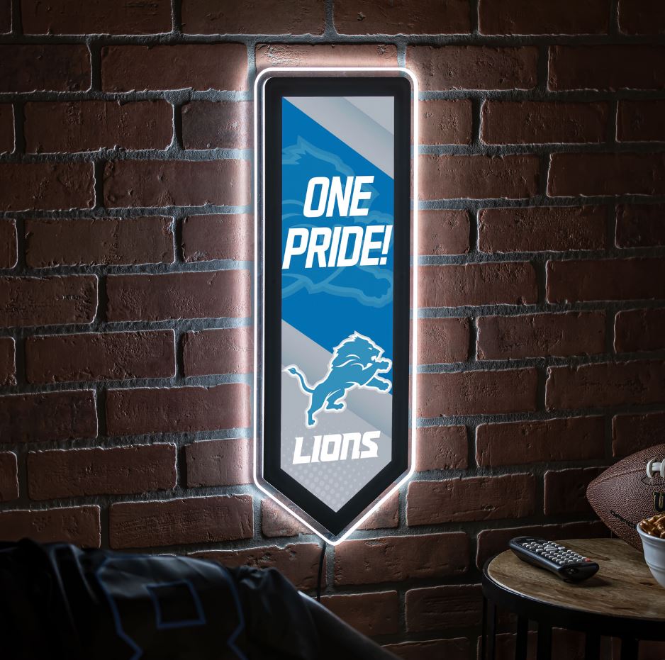 Evergreen Detroit Lions Pennant 9" x 23" LED Lighted Sign