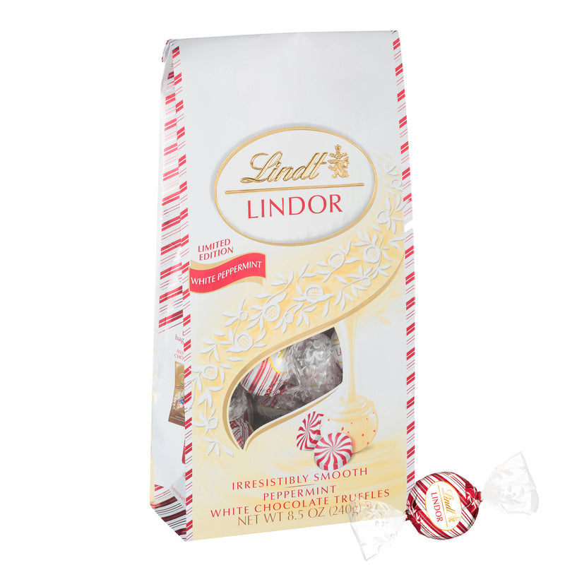 Lindt LINDOR White Chocolate Peppermint Candy Truffles with Smooth Peppermint Truffle Center 8.5 oz.