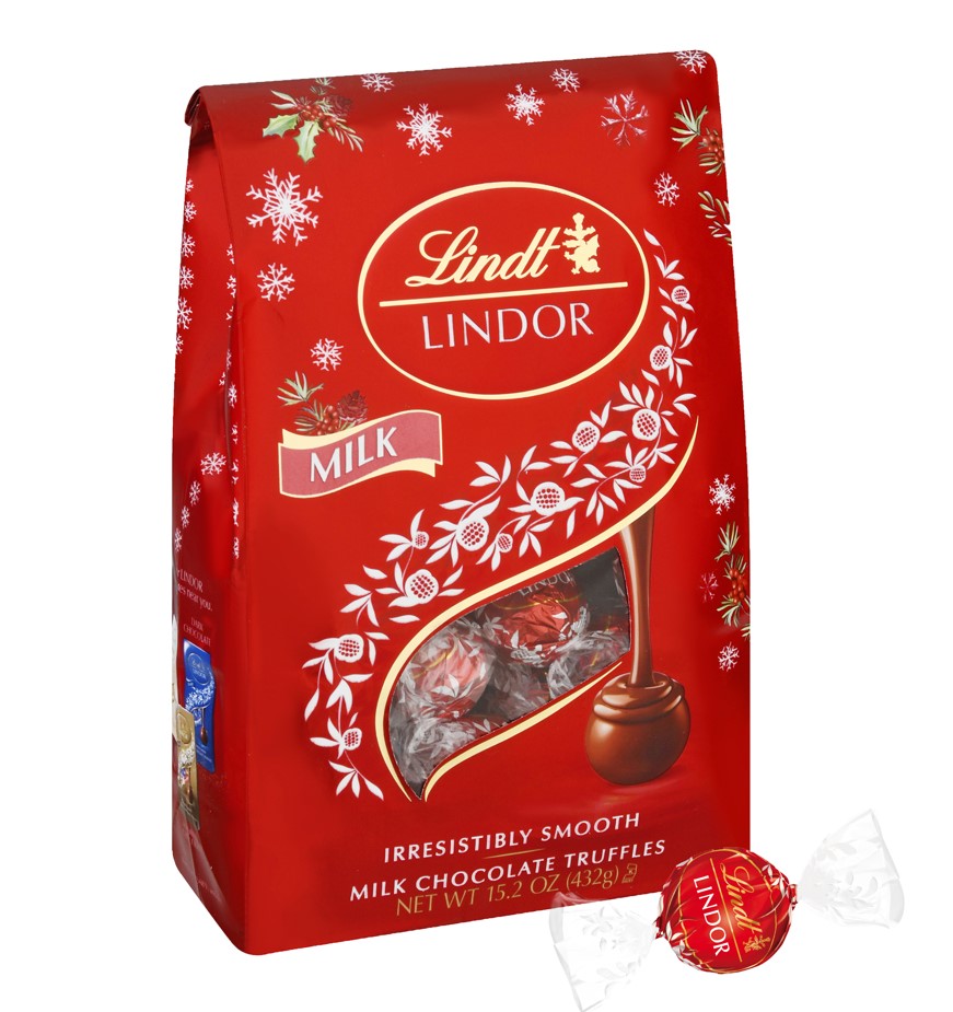 Lindt LINDOR Holiday Milk Chocolate Candy Truffles 15.2 oz. Bag