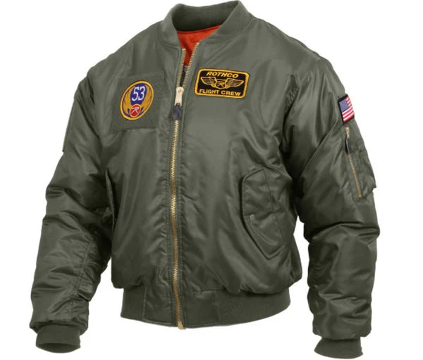 Rothco Mens MA-1 Flight Jacket with Patches - Size 3XL