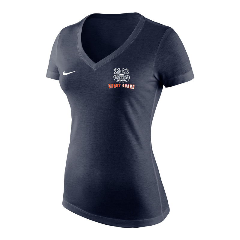 Coast Guard Nike Womens Tri-Blend Mid V-Neck Short Sleeve T-Shirt