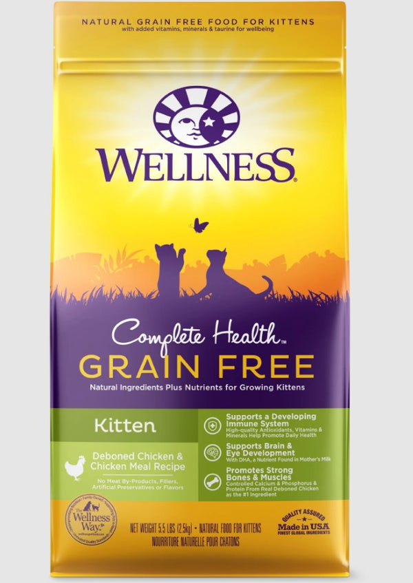 Wellness Complete Health Grain Free Deboned Chicken & Chicken Meal Kitten Food - 5 lbs.