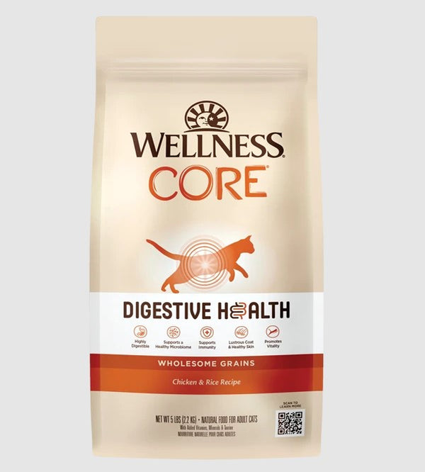 Wellness Core Digestive Health With Wholesome Grains Adult Chicken & Rice Cat Food - 5 lbs.