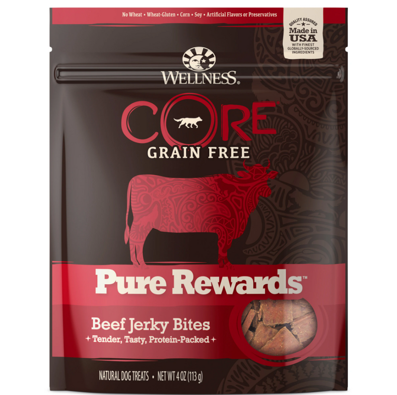 Wellness CORE Natural Grain Free Pure Rewards Beef Jerky Bites Dog Treats - 4 oz.