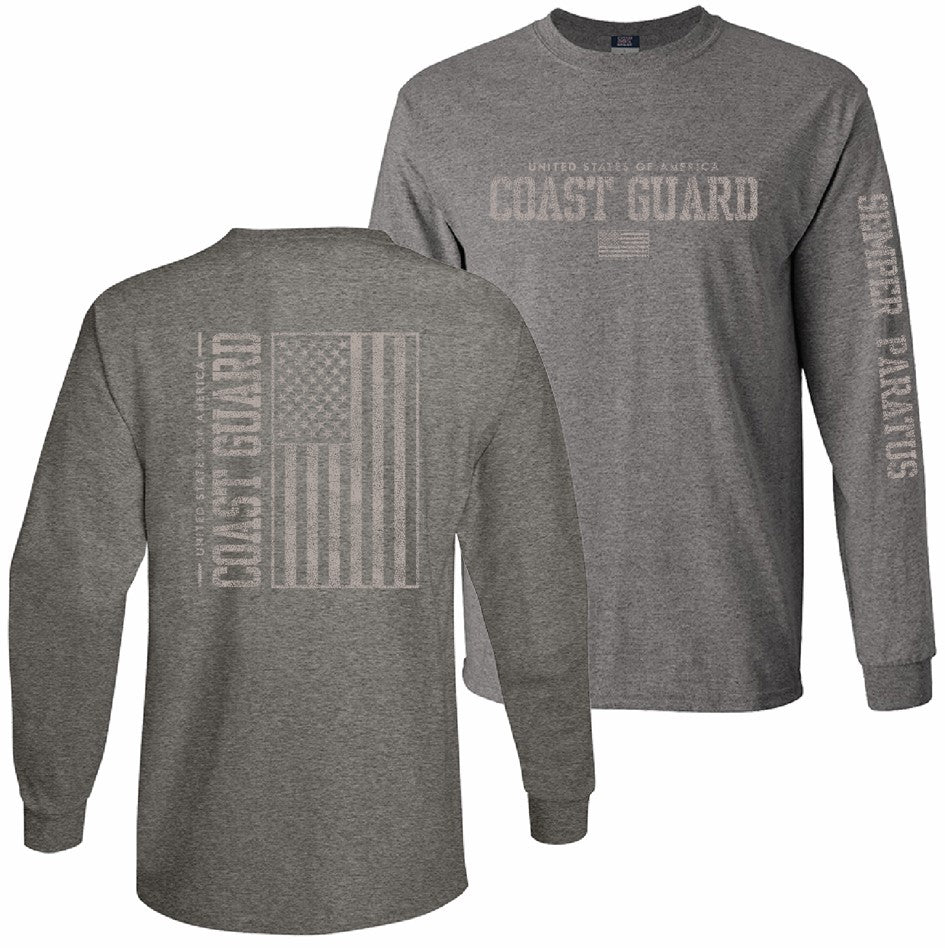 Coast Guard Mens Flag Long Sleeve T-Shirt