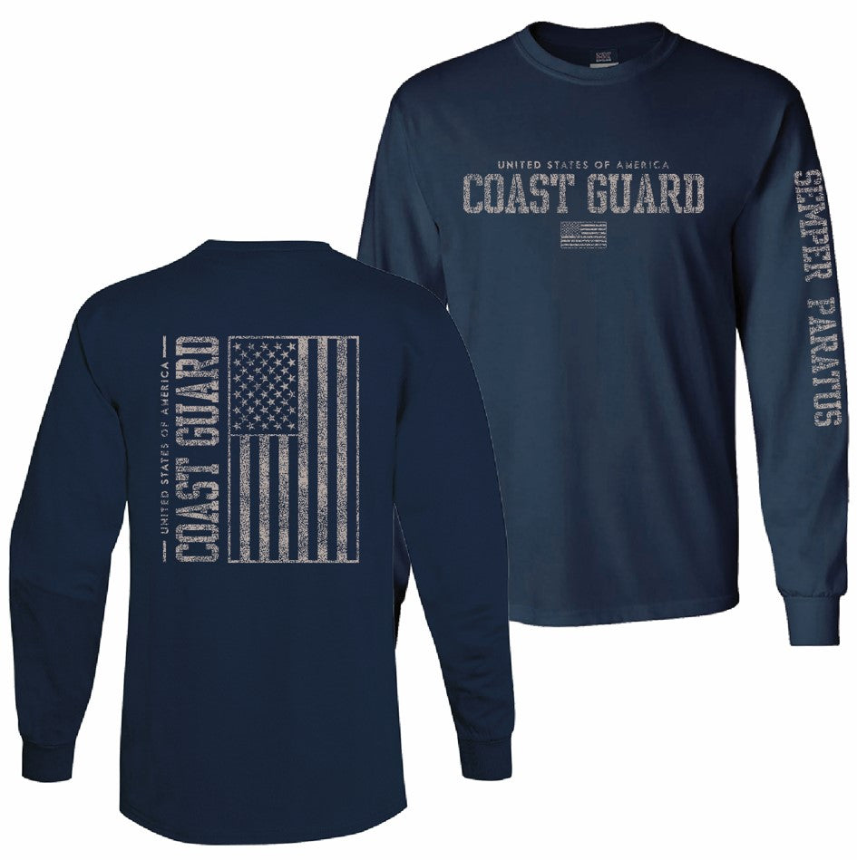 Coast Guard Mens Flag Long Sleeve T-Shirt