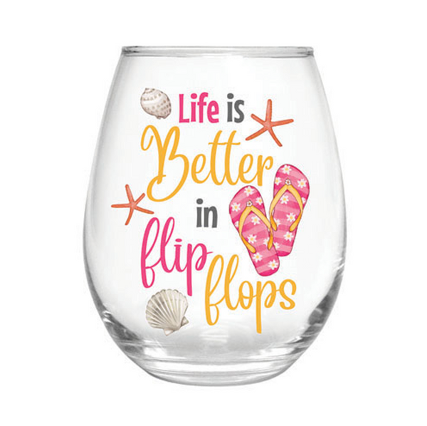 Evergreen Life Is Better In Flip Flops Stemless Glass with Box - 17 oz.