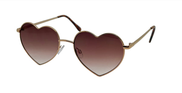 Fantas-Eyes Womens Love Letter Metal Heart Non-Polarized Sunglasses - Gold