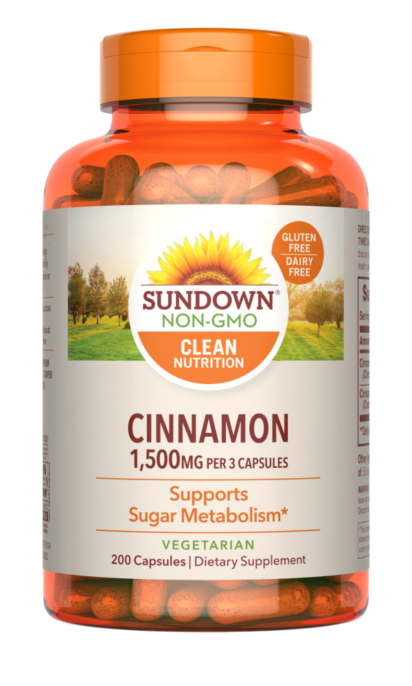 Sundown Naturals Herbal Supplement Cinnamon Capsules - 1,500mg - 200 Count