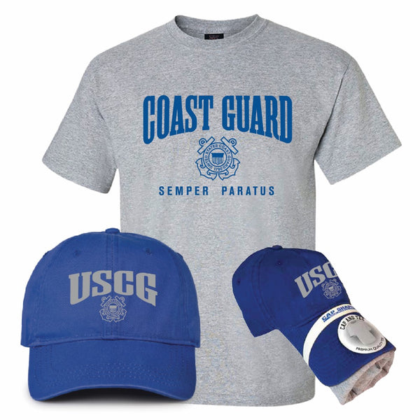 Coast Guard Womens Emblem Cap & Short Sleeve T-Shirt Combo
