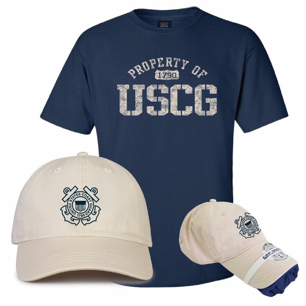 Coast Guard Womens Emblem Cap & Short Sleeve T-Shirt Combo