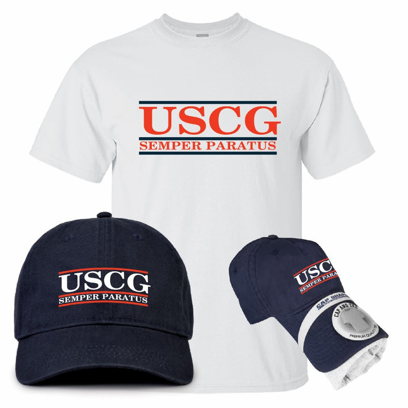 Coast Guard Womens Bar Cap & Short Sleeve T-Shirt Combo