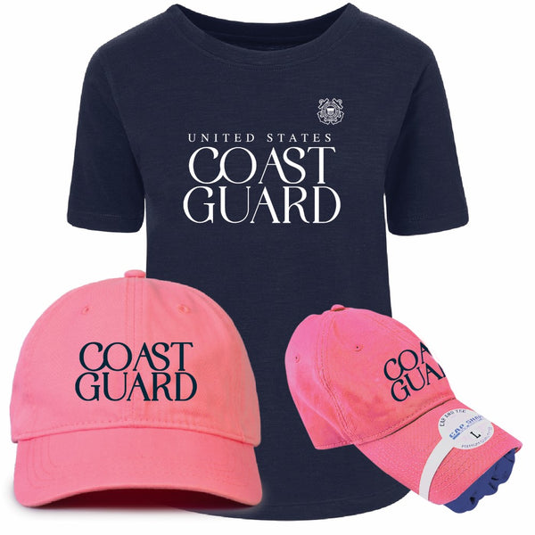 Coast Guard Womens Crew Cap & Short Sleeve T-Shirt Combo