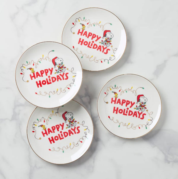 Lenox Snoopy Christmas Accent Plates, Set of 4