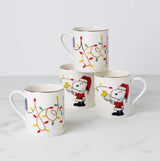 Lenox Snoopy Christmas Mugs, Set of 4