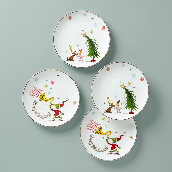 Lenox Merry Grinchmas Assorted Accent Plates, Set of 4