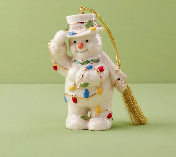 Lenox 2024 Snowman With Christmas Lights Ornament