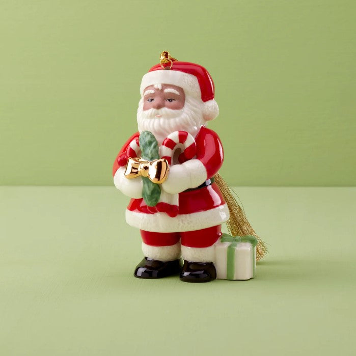 Lenox African American Santa With Pickle Ornament