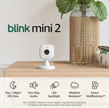 Blink Mini 2 Indoor/Outdoor 1080p Plug-In Security Camera (2-Pack 