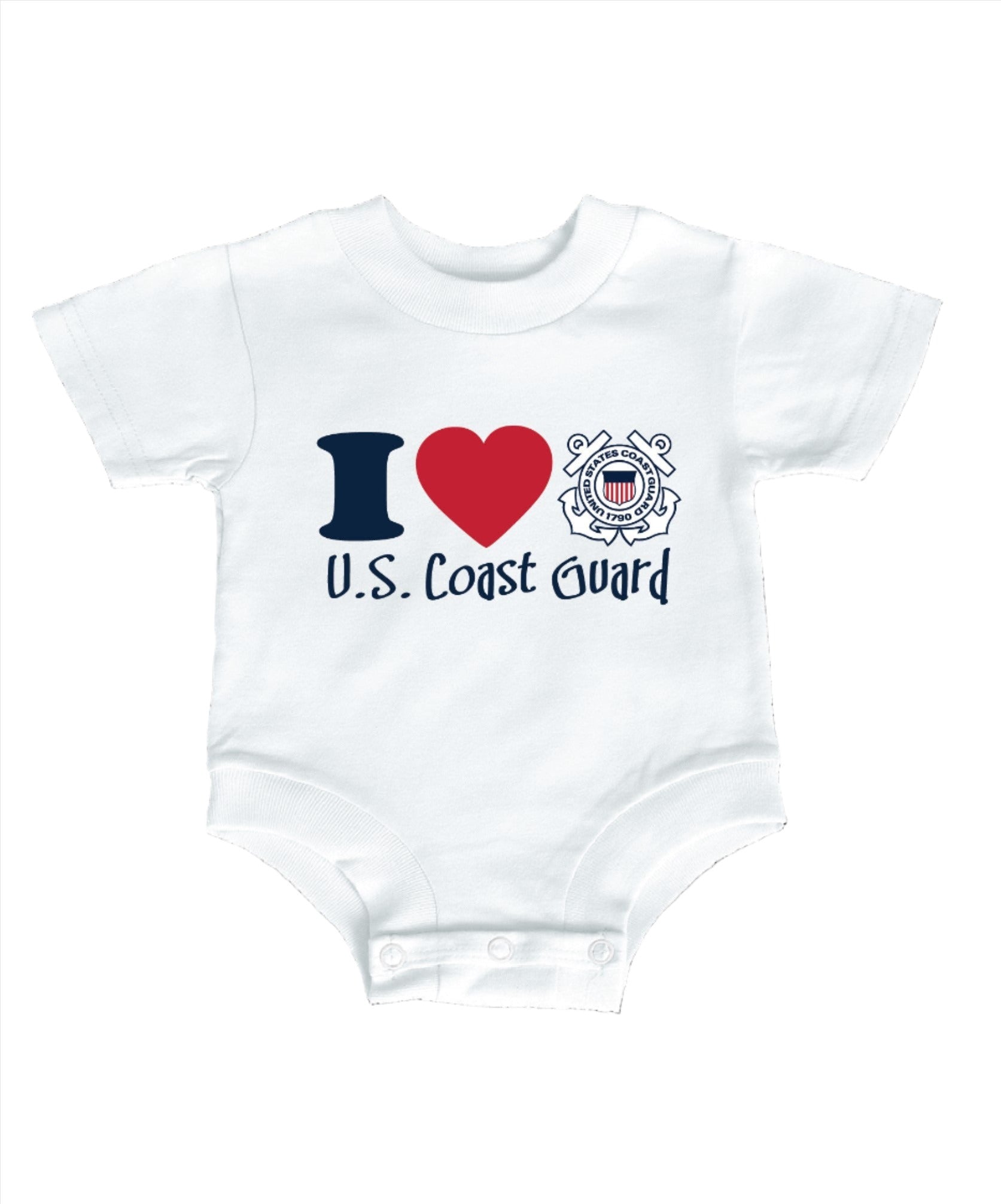 Coast Guard Infant Crewneck Romper - I Love CG