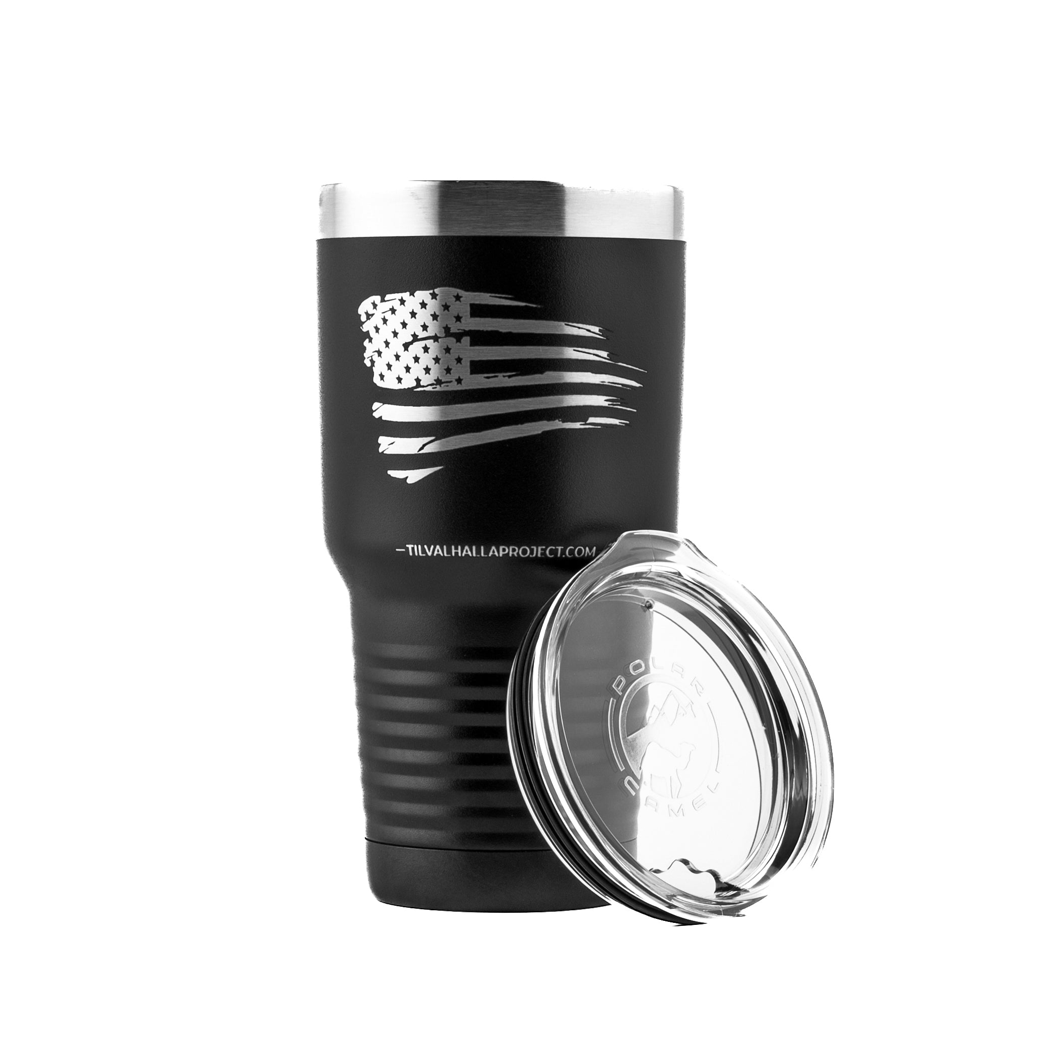 Til Valhalla Project Distressed American Flag Laser Etched Tumbler