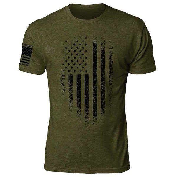 Til Valhalla Project Mens Distressed Flag Short Sleeve T-Shirt