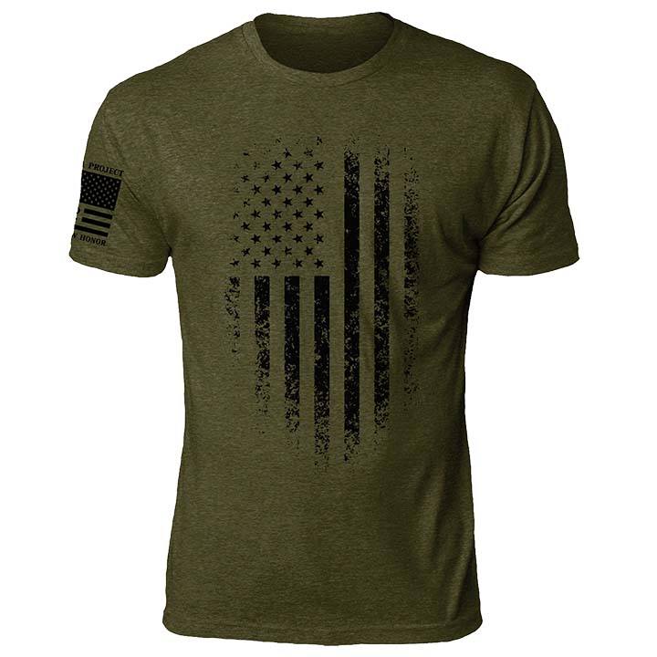 Til Valhalla Project Mens Distressed Flag Short Sleeve T-Shirt