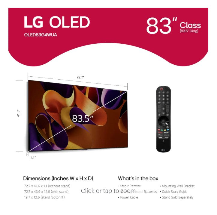 LG 83" Class G4 Series OLED evo 4K UHD Smart webOS TV