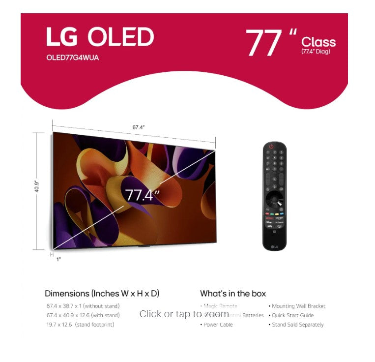 LG 77" Class G4 Series OLED evo 4K UHD Smart webOS TV