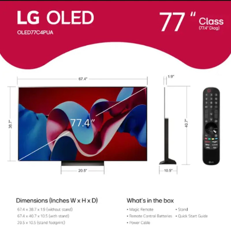 LG 77" Class C4 Series OLED evo 4K UHD Smart webOS TV