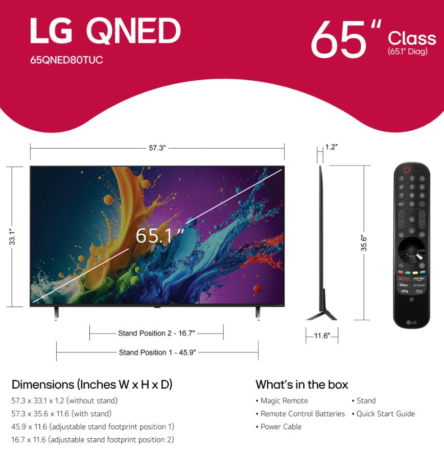 LG 65” Class 80 Series QNED 4K UHD Smart webOS TV