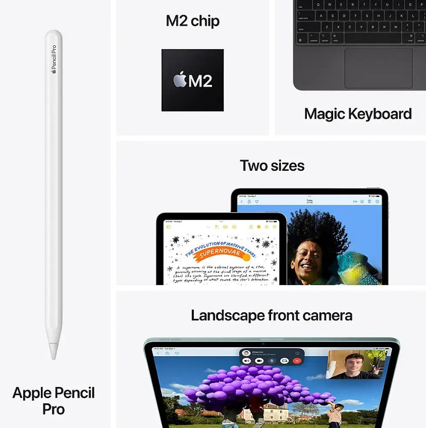 Apple 13-inch iPad Air M2 chip Built for Apple Intelligence Wi-Fi + Cellular 128GB