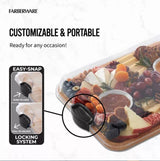 Farberware 11"x14" Build-a-Board Charcuterie Bamboo Board with Locking Lid and Black Handle