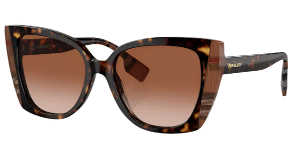 Burberry Womens BE4393 Meryl Sunglasses - Dark Havana/Check Brown - Brown Gradient