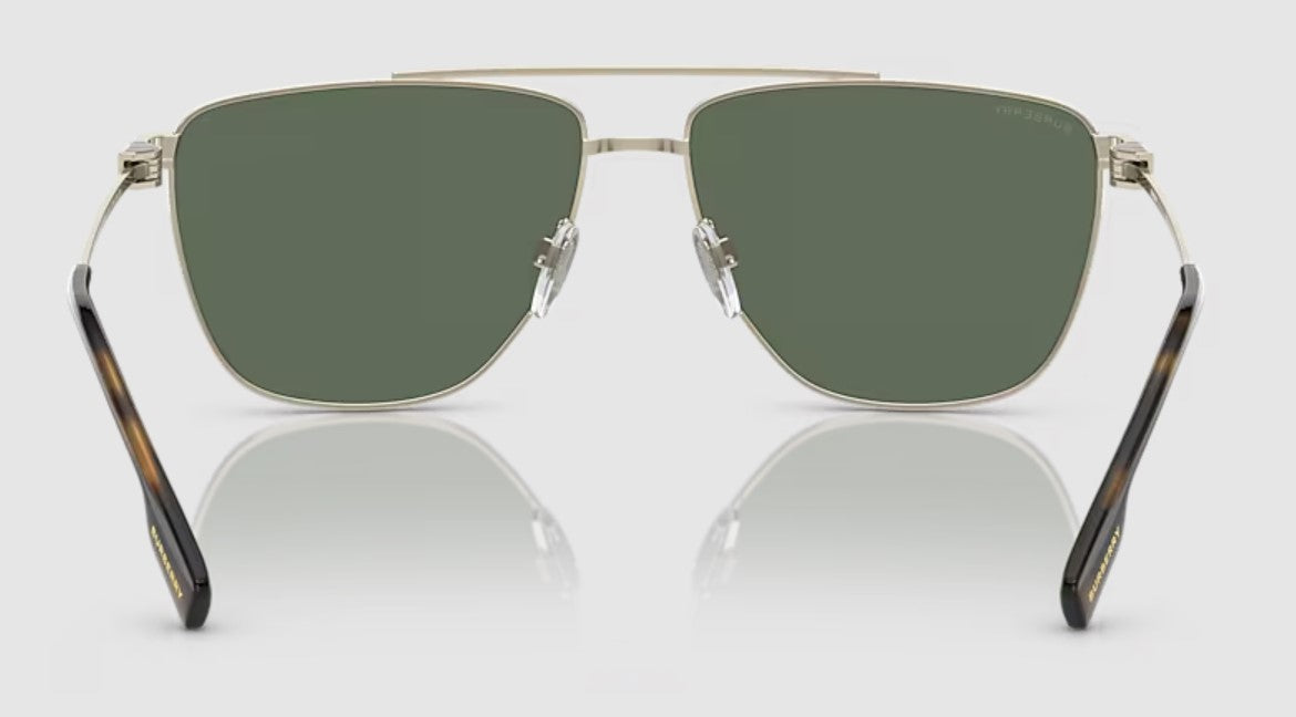 Burberry Mens BE3141 Blaine Sunglasses - Light Gold/Dark Green