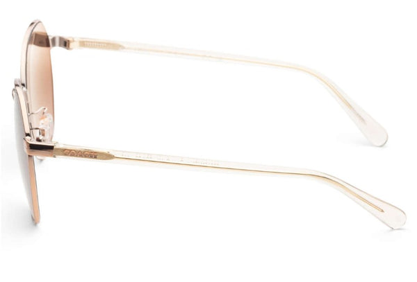 Coach Womens Irregular Non Polarized Sunglasses - Shiny Rose Gold/Brown Peach Flash