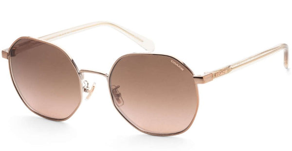 Coach Womens Irregular Non Polarized Sunglasses - Shiny Rose Gold/Brown Peach Flash