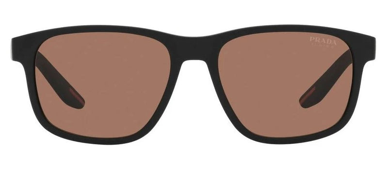 Prada Men's Linea Rossa Polarized Sunglasses - Black Rubber/Brown Tuning