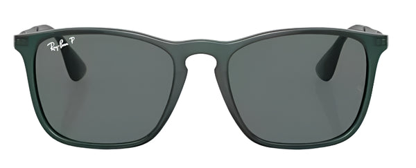 Ray-Ban Mens Chris Polarized Sunglasses - Transparent Green/Dark Grey