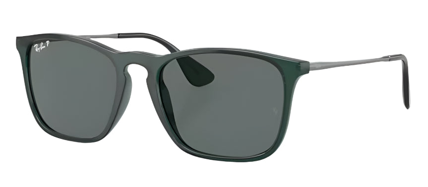 Ray-Ban Mens Chris Polarized Sunglasses - Transparent Green/Dark Grey