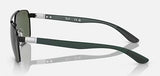 Ray-Ban Mens RB3701 Rectangle Polarized Sunglasses - Black/Green